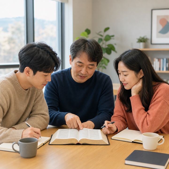적용을 나누는 성도들