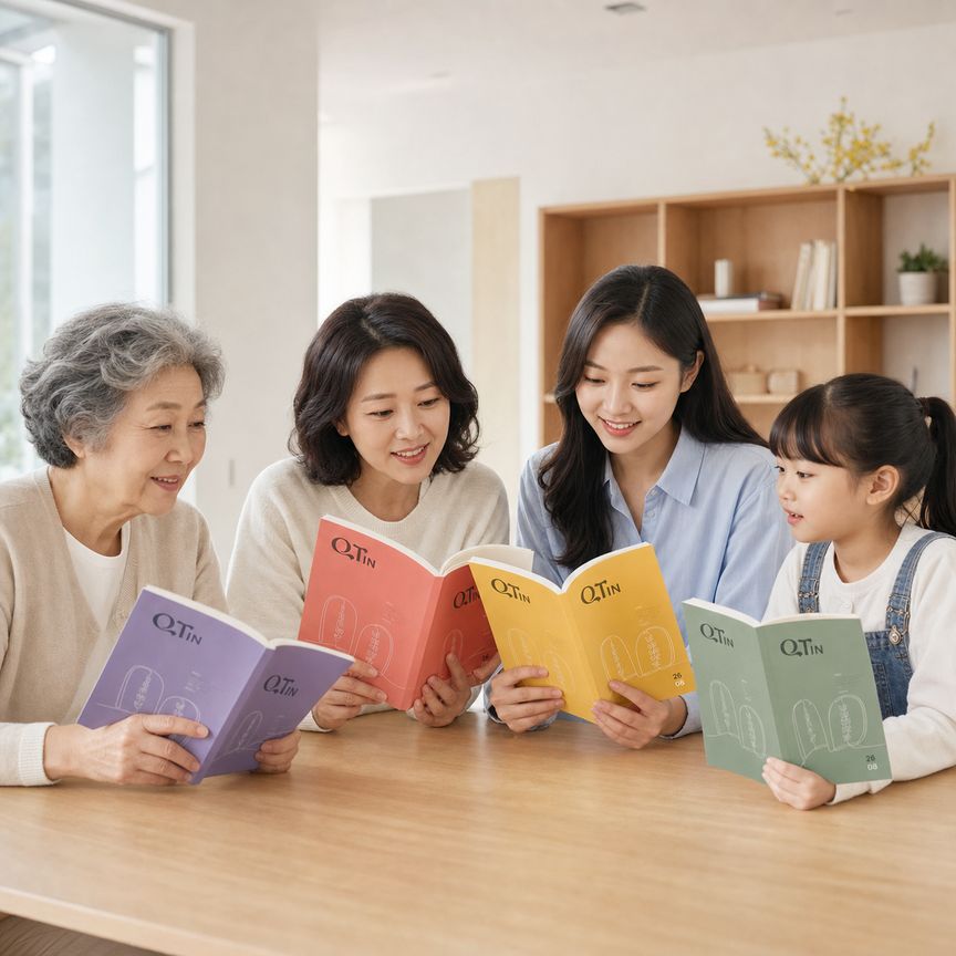 여러 세대가 큐티인으로 말씀을 나누는 모습